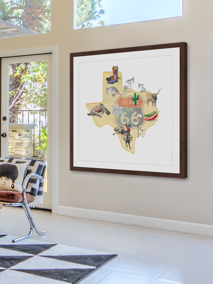 "It's All Texas 2" Framed Painting Print, 18x18