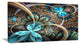 "Light Blue Fractal Flower" Digital Floral Canvas Print, 32"x16"