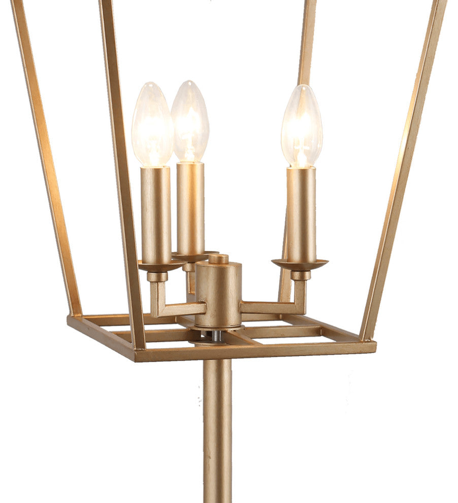 30" Black and Gold Three Light Lantern Design Table Lamp