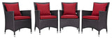 Espresso Red Convene 4 Piece Outdoor Patio Dining Set