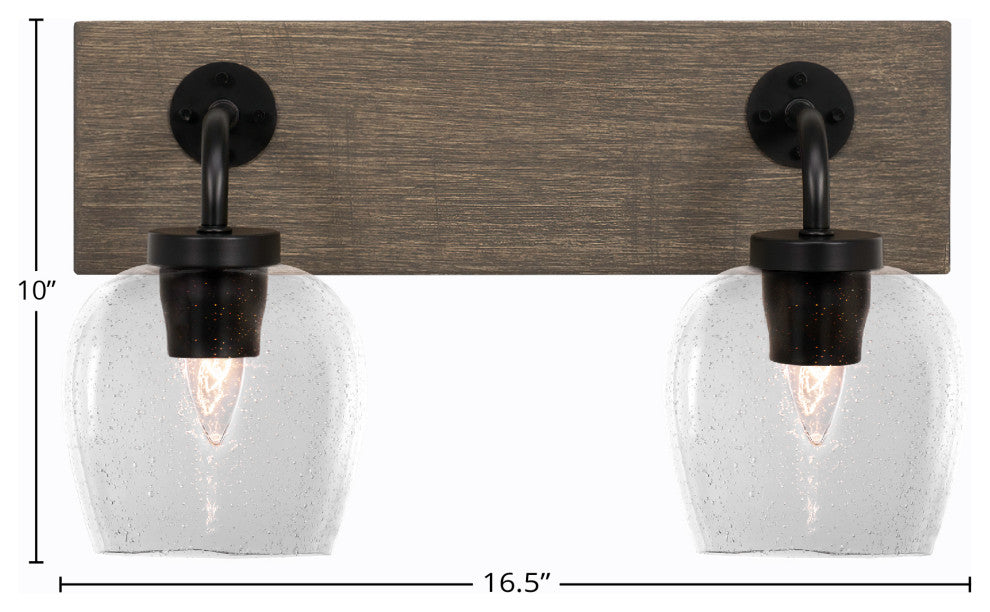 Oxbridge, Bath Bar, Matte Black & Painted Distressed Metal, 6" Clear Bubble