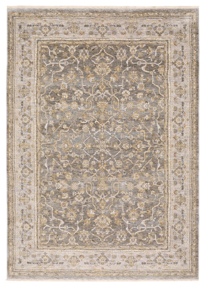 7' X 10' Beige Grey Machine Woven Oriental Indoor Arean Rug