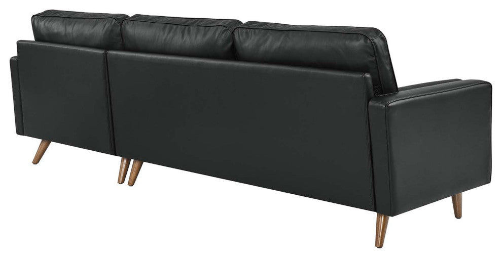 Valour 98" Leather Sectional Sofa, Black