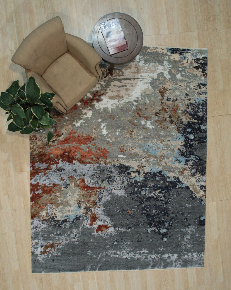 Blue Contemporary Abstract Galaxy Area Rug