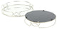 Mianzi Round Bamboo-Inspired Rim Silver Metal Trays (Set of 2)