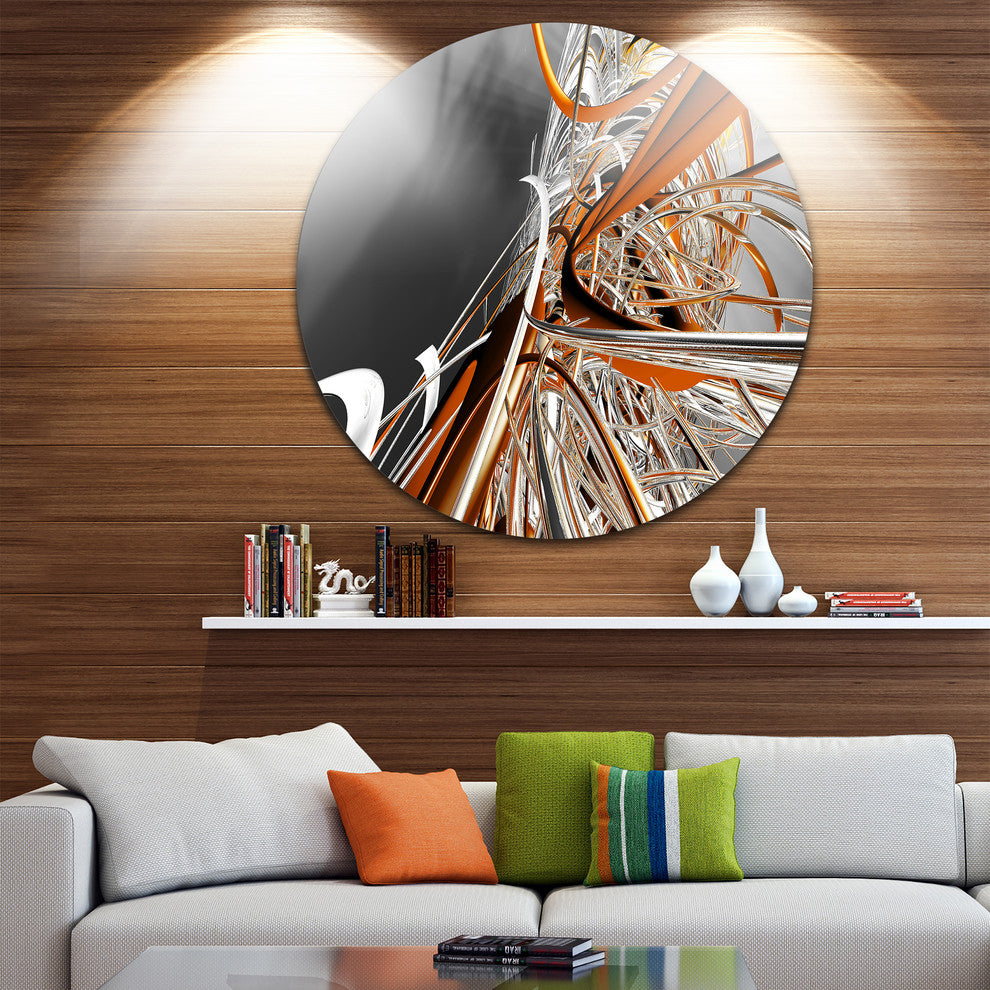 Fractal Red N White Connected Stripes, Art Round Wall Art, 11"