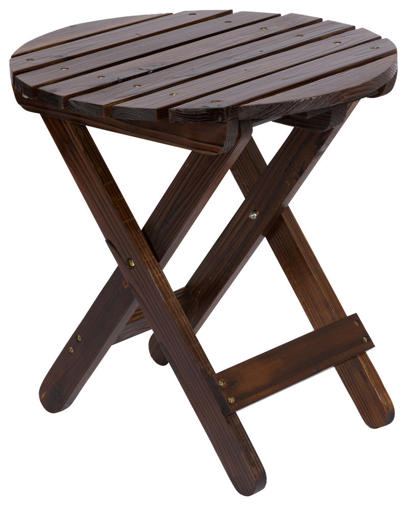 Adirondack Folding Table, Burnt Brown, Round