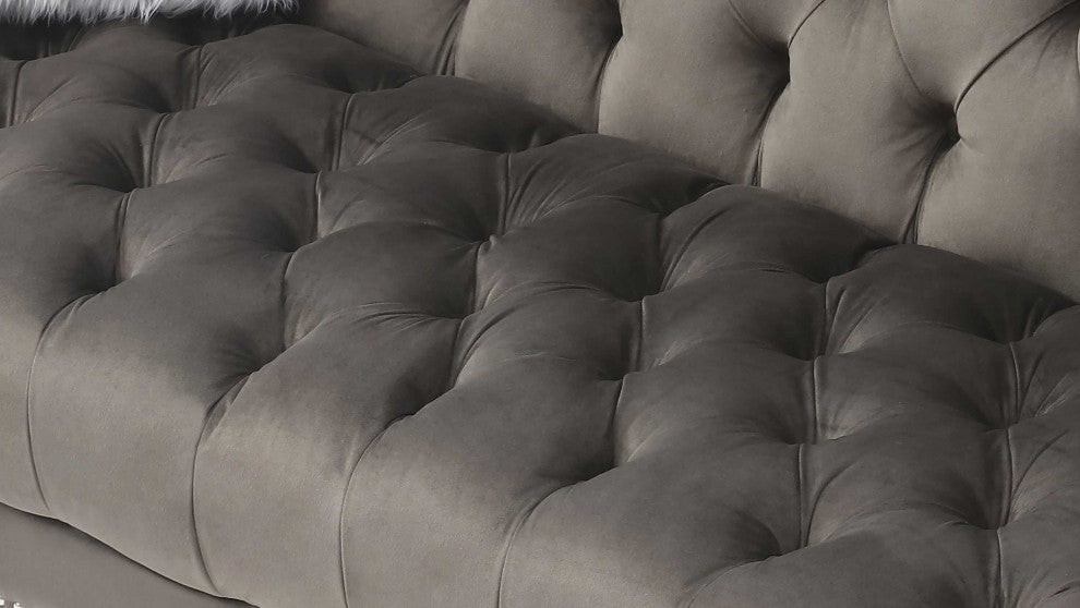 Dania 87 in. W Flared Arm Velvet Straight Sofa, Gray