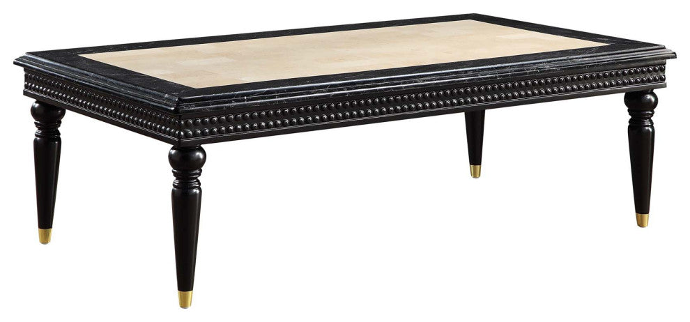 Acme Tayden Coffee Table With Marble Top Marble Top and Black Finish