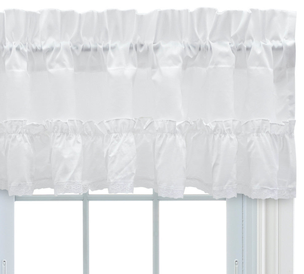 Madelyn 60" x 16" Ruffled Victorian Valance, White