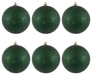 Vickerman 4" Midnight Green Glitter Ball Ornament, 6 per Bag