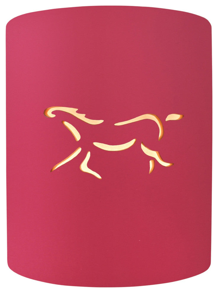 Sun Dagger Cylinder Wall Sconce, Open Top/Bottom, Cerise, Horse, LED
