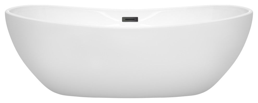 Rebecca 60 to 70" Freestanding Bathtub with options, Matte Black Trim, 70 Inch, No Faucet