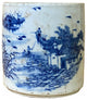 Chinese Distressed White Porcelain Blue Scenery Graphic Holder Vase Hws1844