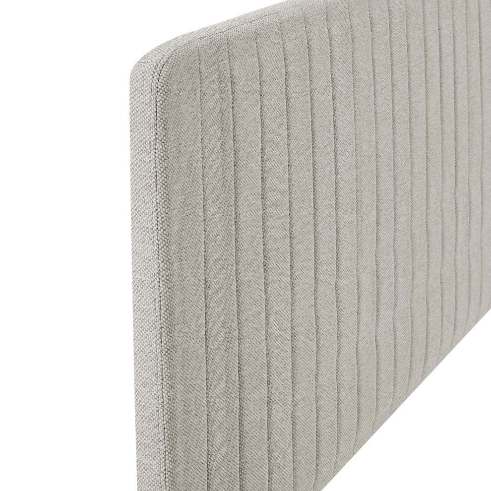 Milenna Channel Tufted Upholstered Fabric Twin Headboard Oatmeal