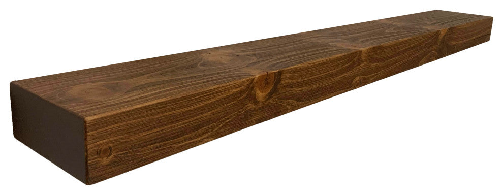 Rustic Floating Mountable Wood Shelf 3" Thick x 7" Deep, Pine, Medium Brown, 84"