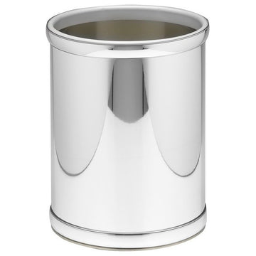 Mylar 10.75" Round Waste Basket, Polished Chrome