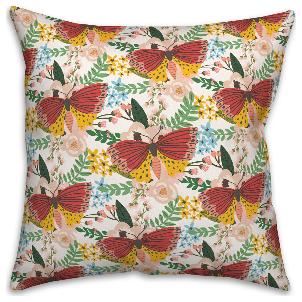 Folksey Butterfly Pattern 4 20x20 Spun Poly Pillow