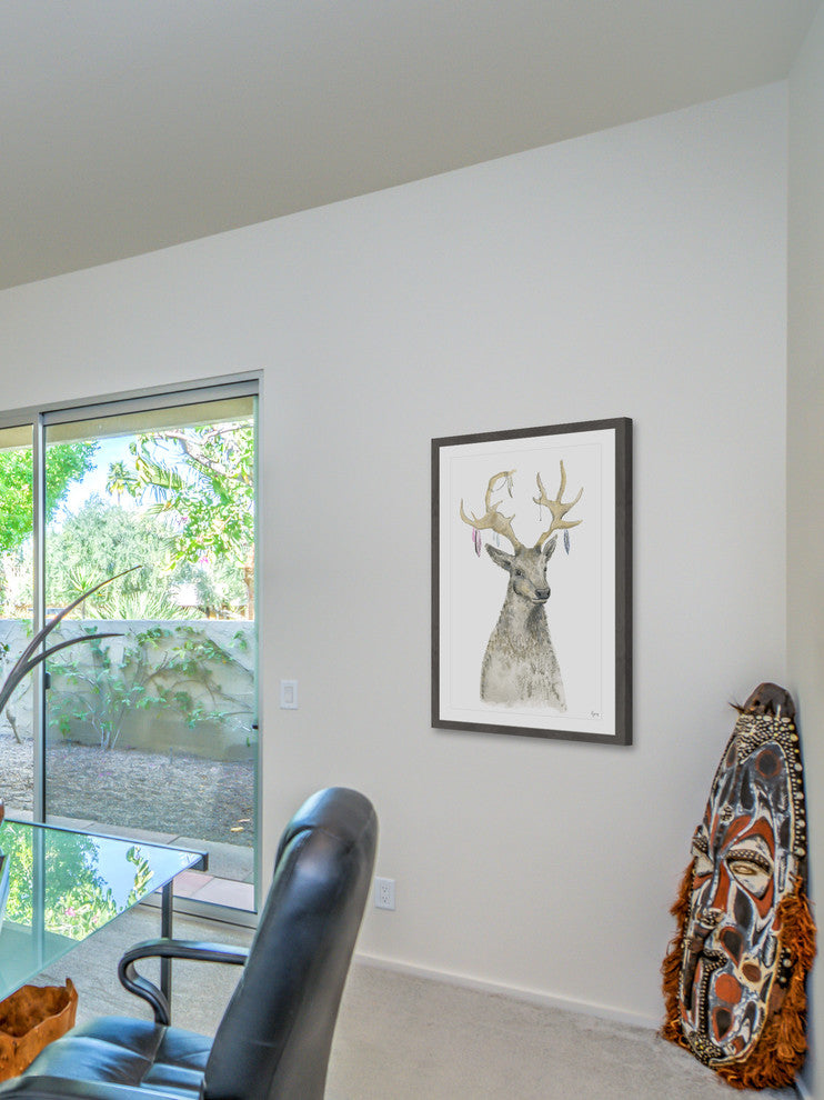"Adorned Reindeer" Framed Painting Print, 24"x36"