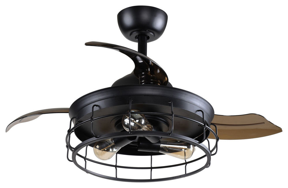 Industrial 36 3-Blades Retractable Ceiling Fan with Lights and Remote Control