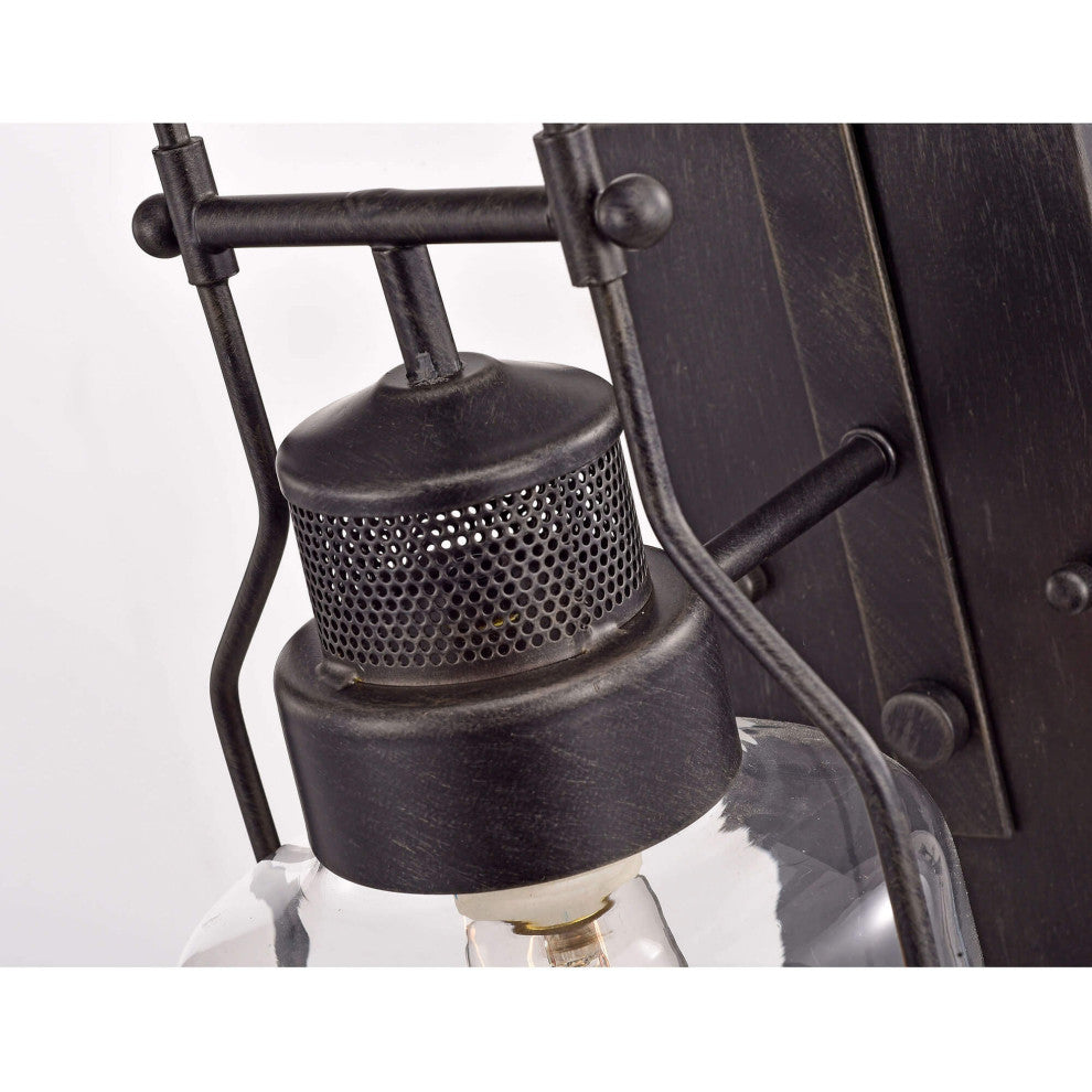 Helen Antique Black Finish Rustic Wall Sconce Lantern