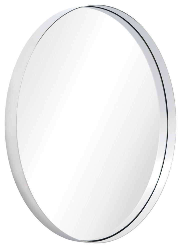Ultra Stainless Steel Round Wall Mirror- 30"x30", Polished Silver