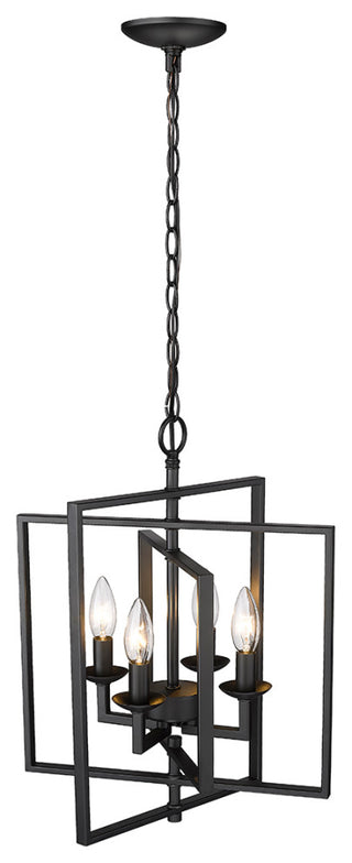 4 Light 14" Matte Black Pendant