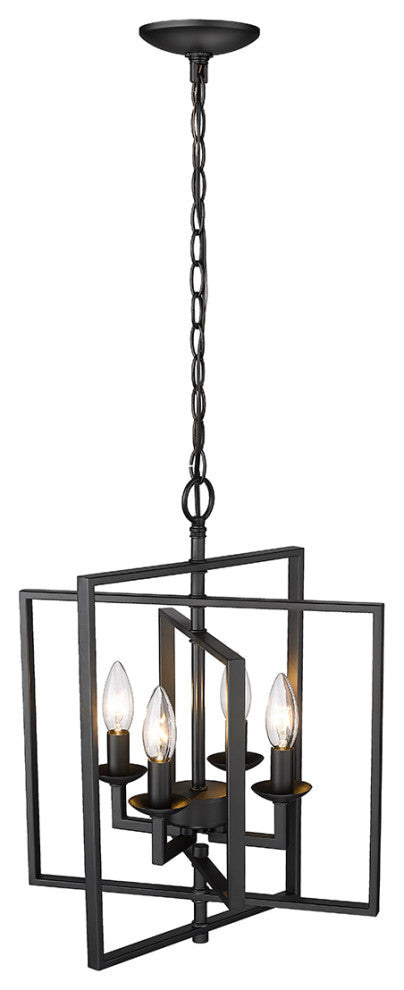 4 Light 14" Matte Black Pendant