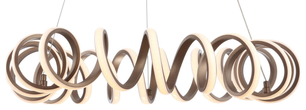 JONATHAN Y Lighting JYL7208 Cursive 24"W LED Ring Chandelier - Coffee