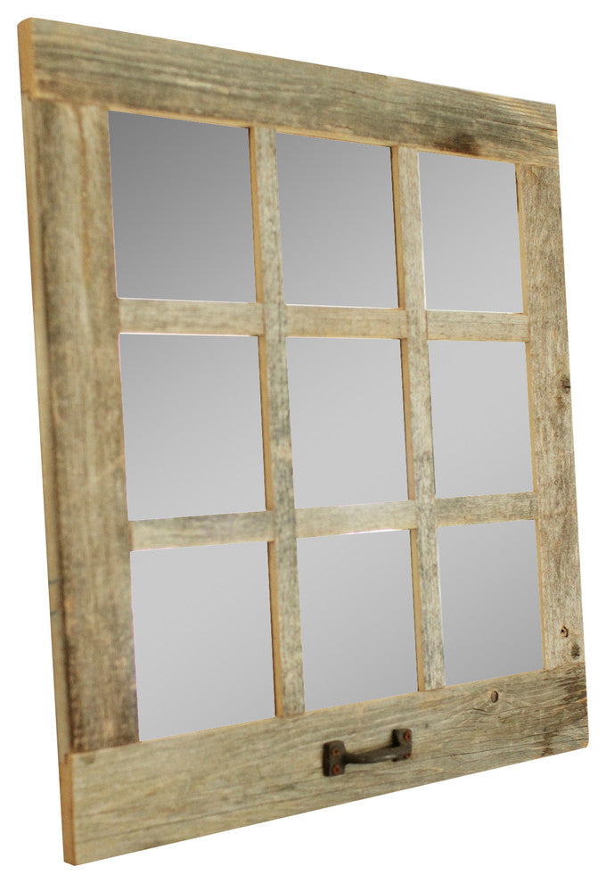 Farmhouse Mirror 9 Window Pane Mirror, Barnwood