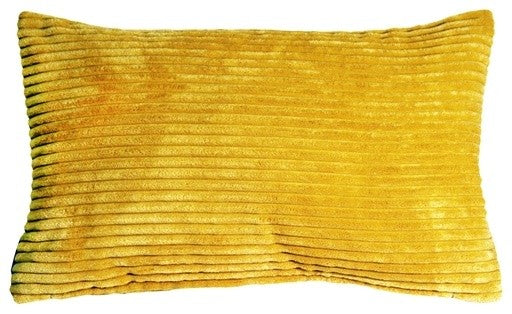 Pillow Decor - Wide Wale Corduroy 12 x 20 Throw Pillows, Yellow
