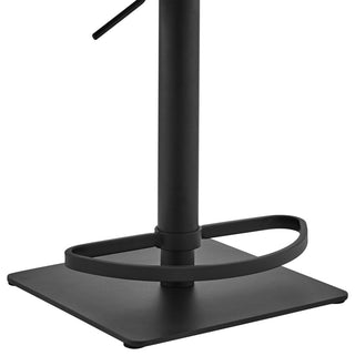 Erin Adjustable Gray Faux Leather and Fabric Metal Swivel Bar Stool