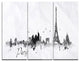 "Paris With Eiffel Silhouette" Painting Metal Wall Art, 3 Panels, 36"x28"