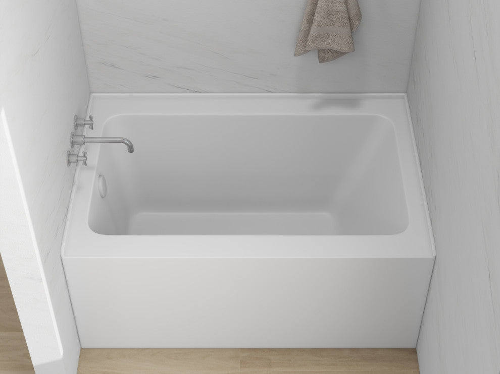 Vanity Art Alcove Soaking Acrylic Bathtub, Pure White, 48"x32", Left