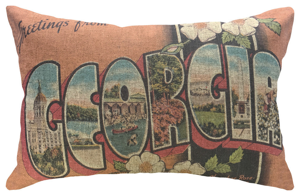 Georgia Postcard Linen Pillow