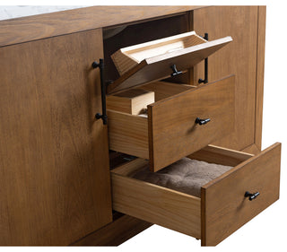 Vanity Art Bathroom Vanity With Sink, Tan, 60" Single, Arabescato White Engineered Marble Top