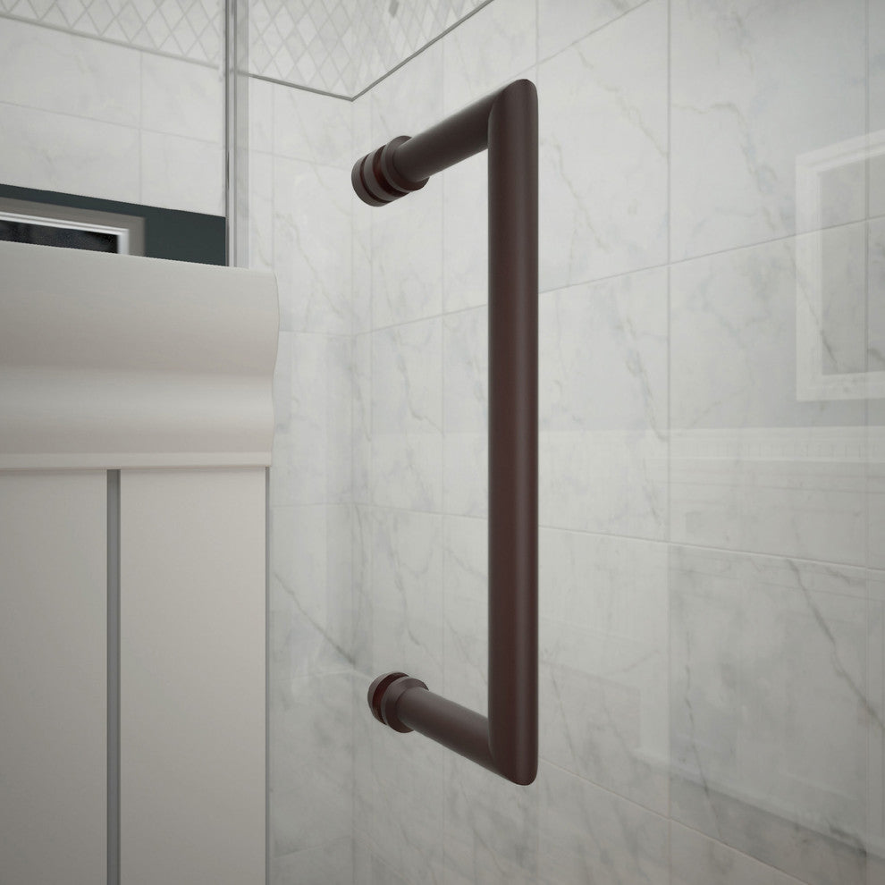 Unidoor Plus 57"Wx30 3/8" DFrameless Hinged Shower Enclosure, Oil Rubbed Bronze