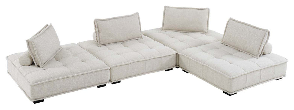 Saunter Tufted Fabric Fabric 4-Piece Sectional Sofa Beige -5208