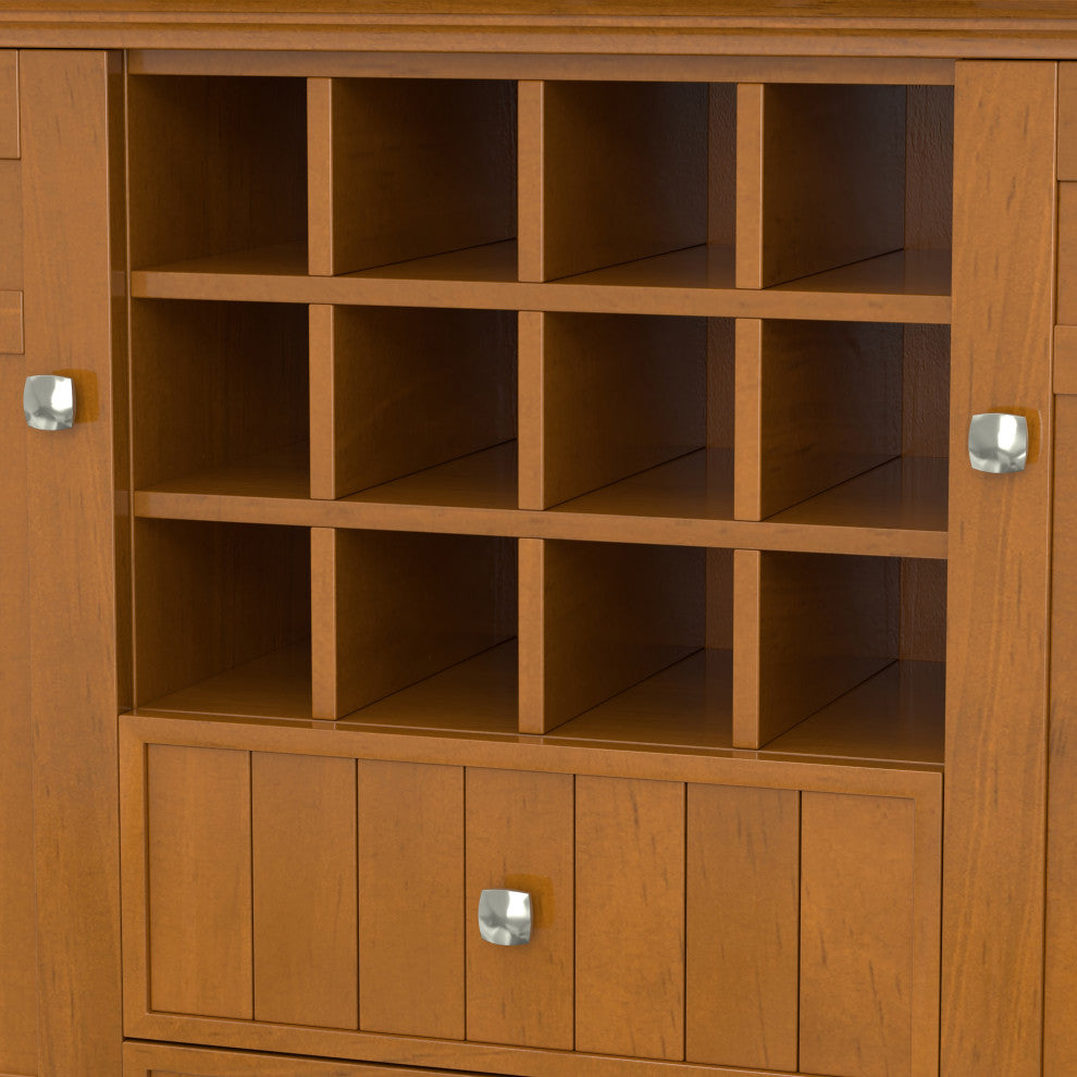 Bedford Solid Wood Sideboard Buffet And Winerack, Light Golden Brown