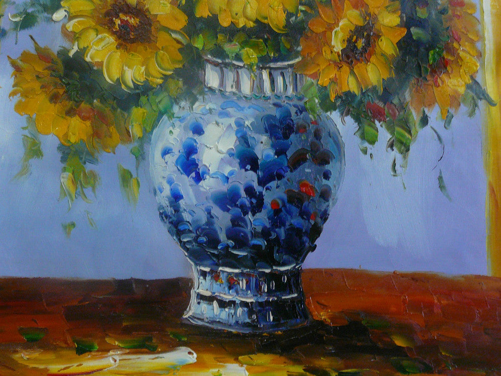 Oil Paint Canvas Art Sunflower Wall Decor