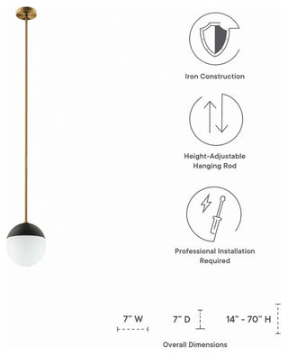 Stellar 1-Light Pendant Light, Opal Satin Brass
