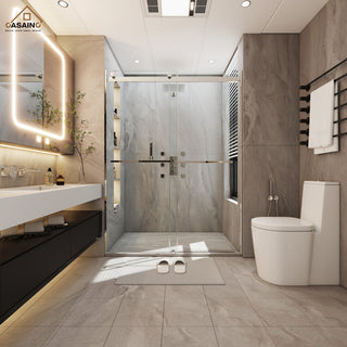 48-in x 76-in Frameless Sliding Shower Door, Chromed