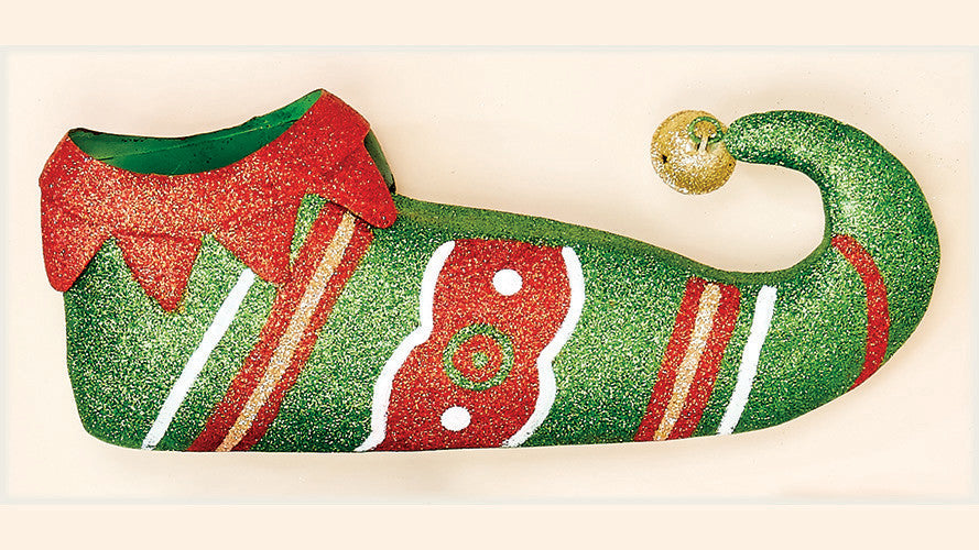12" Metal Elf Shoes Green