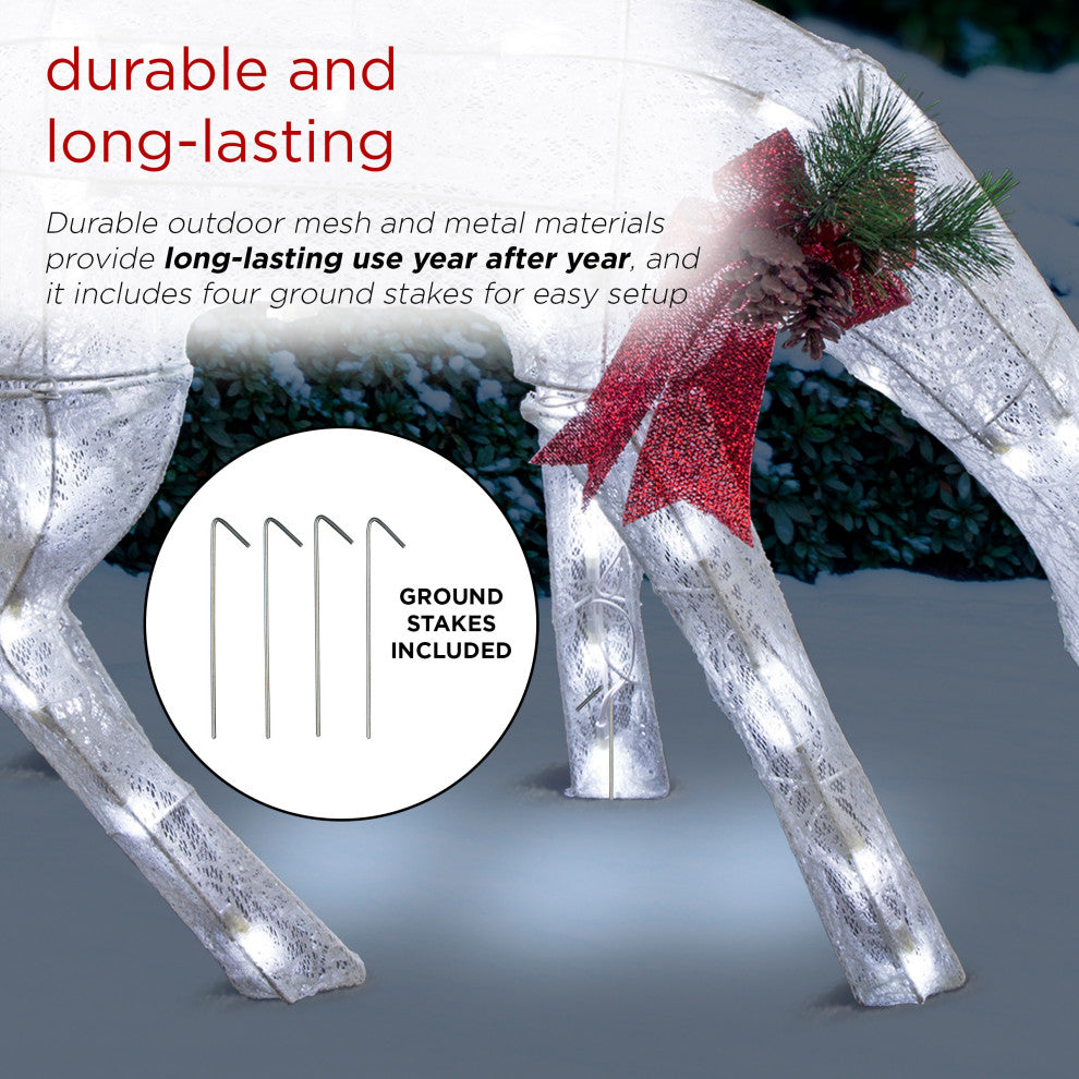 White Grazing Light Up Mesh Deer DÃ©cor
