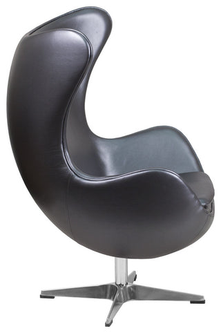 Gray Leather Egg Chair With Tilt-Lock Mechanism