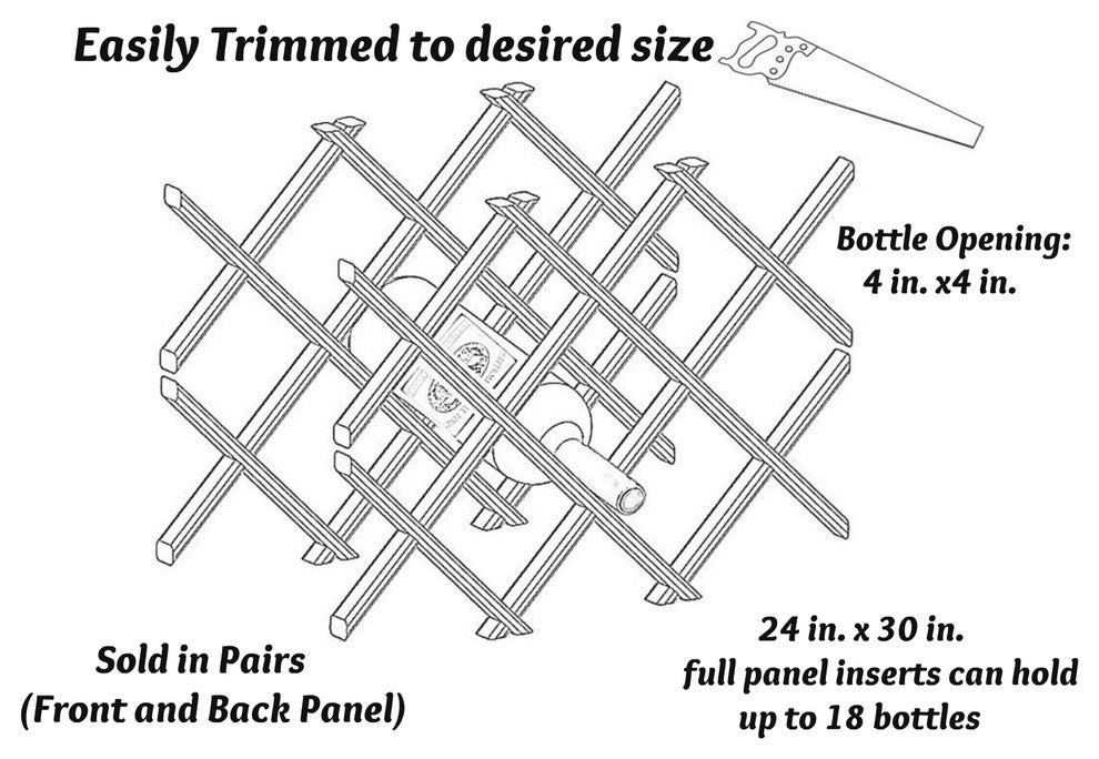 18-Bottle Trimmable Wine Rack Lattice Panel Inserts, Cherry