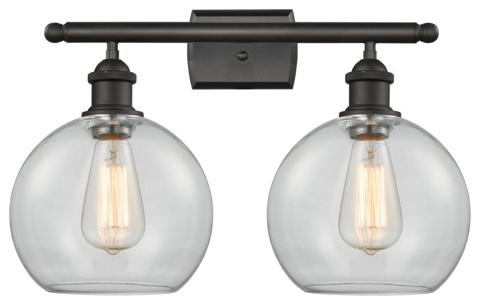 Ballston Athens 8" - 2 Light 18" Bath Vanity Light, Oil Rubbed Bronze, Clear