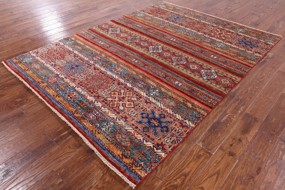 Super Kazak Khorjin Hand Knotted Rug 5' 10" X 7' 11" Q7647