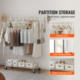 VEVOR Clothes Rack Heavy Duty Clothing Garment Rack Double Hanging Rod 600 lbs