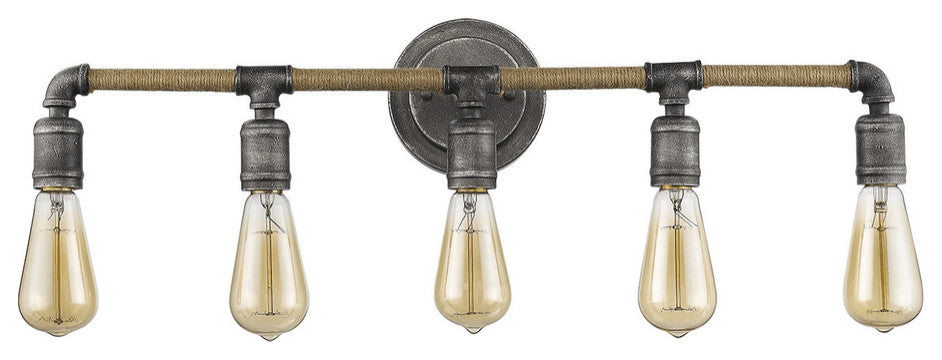 Grayson 5-Light Antique Gray Vanity